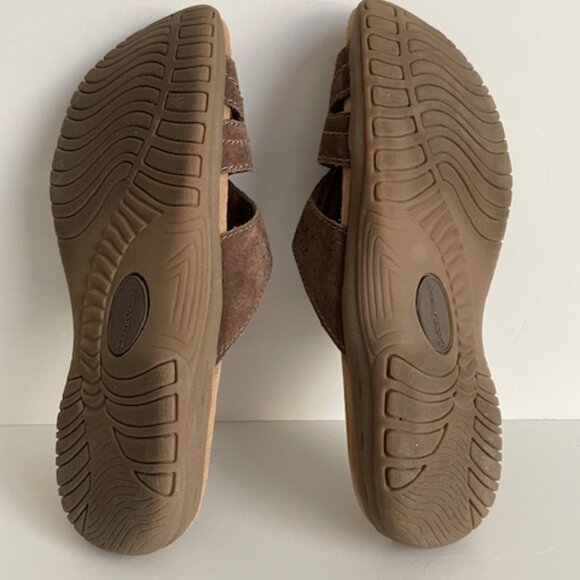Earth Origins Brown Suede Slide Sandals Adjustable Hook & Loop Closure size 10 - Picture 3 of 3
